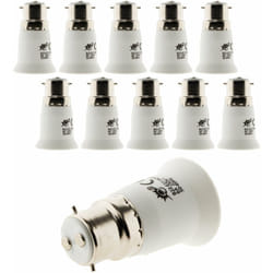 Zenitech - Lot de 10 Adaptateur de douille pour ampoules - fiche mâle B22 vers fiche femelle E27 - Blanc