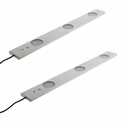 Lot de 2 réglettes LED ultraplates 3 spots 62W + détecteur de mouvement - Inox brossé - Zenitech