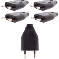 Fiche mâle 2P 6A avec sortie droite de couleur noire . Puissance max.: 3680W-230V . Convient pour câble électrique H03VVH2-F ...