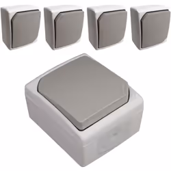 Bouton poussoir 10A gris étanche (IP54) : Convient parfaitement à une utilisation en extérieur Puissance: 2300W-250V Gamme de ...