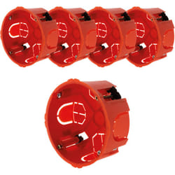 Zenitech - Lot de 5 boîtes placo pour appareillage vis & griffes - Ø85x40mm avec vis - Rouge
