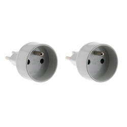 Adaptateur prise voyage France-Suisse - ZENITECH - Lot de 2 - Blanc - Compact - Léger - Certification CE