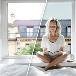 Polaire - dimexact - Filtre anti chaleur pour double vitrage transparence conservée - bleu très clair - 152 cm x 0.5 m - En Rouleau