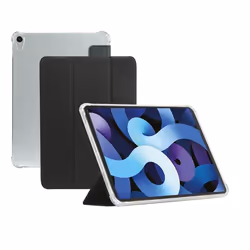 Coque pour iPad Air 11 2024 M2 Protection Antichoc avec Coins Renforcés & Porte-Stylet Noir/Transparent