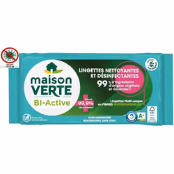 MAISON VERTE Lingettes nettoyantes et désinfectantes - Le paquet de 70 lingettes