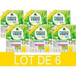 [Lot de 6] MAISON VERTE Adoucissant aux Huiles Essentielles - Bio - Sans palme - 1.4L