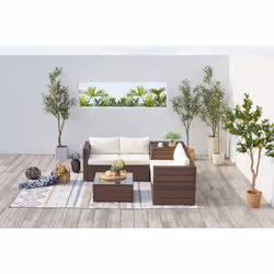Concept Usine Silang ensemble de meubles de jardin Marron, Blanc