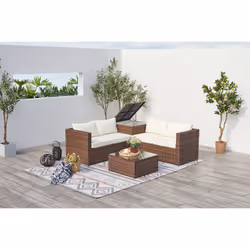Concept Usine Silang ensemble de meubles de jardin Marron, Blanc