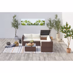 Concept Usine Silang ensemble de meubles de jardin Marron, Blanc - Vue supplémentaire 4
