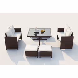 Concept Usine Noumea ensemble de meubles de jardin Marron, Blanc