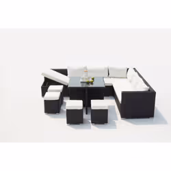 Concept Usine Fidji ensemble de meubles de jardin Noir, Blanc