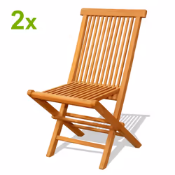 Lot de 2 chaises pliantes jardin teck massif brut TECK, Concept Usine