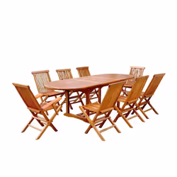 Table de jardin ovale 6 chaises et 2 fauteuils en teck huilé LUBOK, Concept Usine