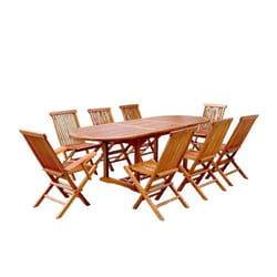 Table de jardin ovale 6 chaises et 2 fauteuils en teck huilé LUBOK, Concept Usine