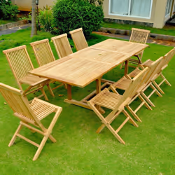 Table rectangulaire + 10 chaises KAJANG, Concept Usine