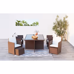 Concept Usine Monaco ensemble de meubles de jardin Marron, Blanc