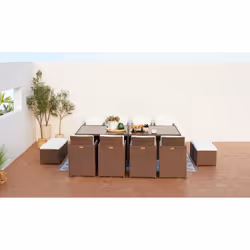 Concept Usine Monaco ensemble de meubles de jardin Marron, Blanc