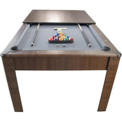 Billard Américain HARMONY 6Ft - 2065 x 1165 x 80 cm avec accessoires et plateau dînatoire - Couleur Chêne et Tapis Gris