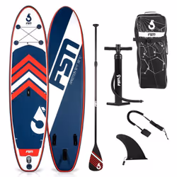 Paddle gonflable AMBITION 10'4 - 317x76x15 cm - Stand up paddle avec pagaie, leash, pompe, anneaux de kayak et sac de transpo ...