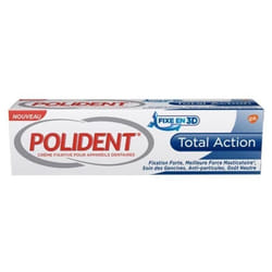 Crème fixative - Polident - Fixe en 3D Total Action - 40g - Lot de 3 - Fixation Forte