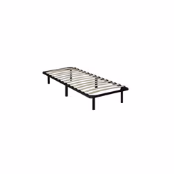 Olympe Literie SOMMIER A LATTES, Métal, Noir, Bois, Revêtement en poudre, Bois de peuplier, 900 mm, 2 m