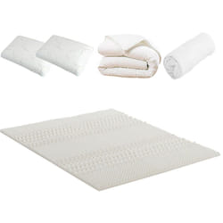 Olympe Literie - Pack Surmatelas + Protège matelas + Couette + Oreiller 160x200 cm
