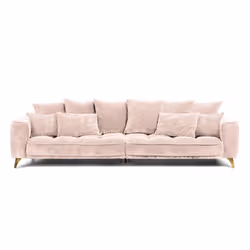 Canapé Velours droit Beige Altamo - 4 Places - Beige