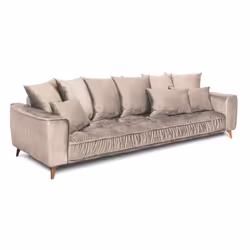Canapé Velours droit Beige Altamo - 4 Places - Beige