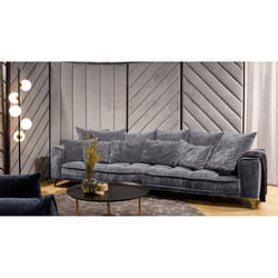 Canapé Velours Droit Gris Foncé Altamo - 4 Places - Gris foncé