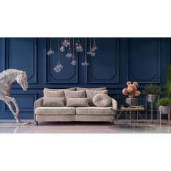 Canapé Velours Droit Beige Tremezzo - 3 Places