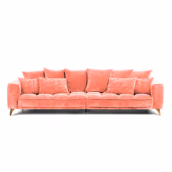 Canapé Velours Droit Rose Altamo - 4 Places - Rose