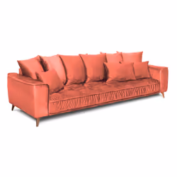 Canapé Velours Droit Rose Altamo - 4 Places - Rose