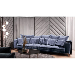 Canapé Tissu Droit Bleu Altamo - 4 Places - Bleu