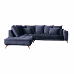 Maison Aubertin - Canapé Tissu Angle Droit Bleu Altamo - 4 Places
