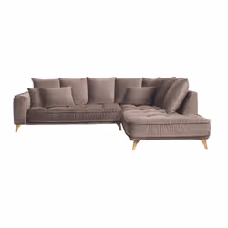Canapé Tissu Angle Droit Taupe Altamo - 4 Places