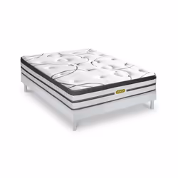 Maison Aubertin - Ensemble sommier Bois Blanc et Matelas Concorde Ressorts ensachés Accueil mémoire 26cm 180x200cm