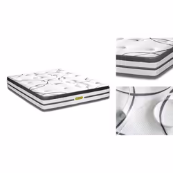 Maison Aubertin - Ensemble sommier Bois Blanc et Matelas Concorde Ressorts ensachés Accueil mémoire 26cm 180x200cm