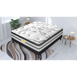 Maison Aubertin - Ensemble sommier Bois Noir et Matelas Concorde Ressorts ensachés Accueil mémoire 26cm 160x200cm
