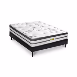 Maison Aubertin - Ensemble sommier Bois Noir et Matelas Concorde Ressorts ensachés Accueil mémoire 26cm 160x200cm