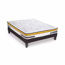 Maison Aubertin - Ensemble Matelas Aubertin Ressorts ensachés Accueil mémoire et sommier tissu gris - 180 x 200 cm