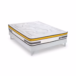 Maison Aubertin - Ensemble Matelas Aubertin Ressorts ensachés Accueil mémoire et sommier kit bois blanc - 160 x 200 cm