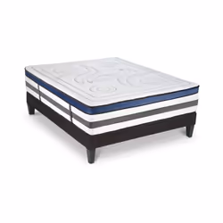 Maison Aubertin - Ensemble Matelas Quintessence Mousse Accueil Mémoire Cocooning 30cm et sommier gris 180x200cm