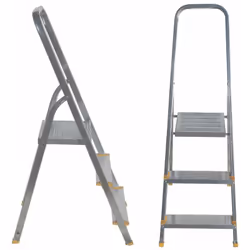 ESCABEAU EN ALUMINIUM EUROSTYL. Existe en plusieurs tailles au choix de 3 à 7 marches. Marches et pieds antidérapants. Large ...