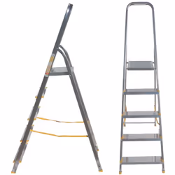 ESCABEAU EN ALUMINIUM EUROSTYL. Existe en plusieurs tailles au choix de 3 à 7 marches. Marches et pieds antidérapants. Large  ...