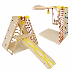MAX Aire de jeux dintérieur modulable pour enfants en bois dès 6 mois Jaune