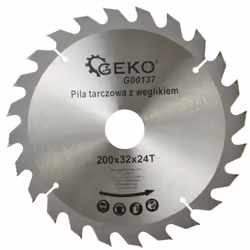 Lame de scie circulaire TCT pour bois. CARACTÉRISTIQUES : Lame de scie circulaire en acier de haute qualité GEKO avec dents e ...