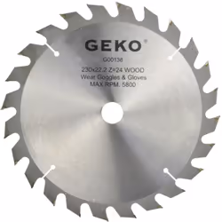 Lame de scie circulaire TCT pour bois. CARACTÉRISTIQUES : Lame de scie circulaire en acier de haute qualité GEKO avec dents e ...