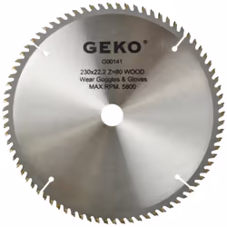 Lame de scie circulaire TCT pour bois. CARACTÉRISTIQUES : Lame de scie circulaire en acier de haute qualité GEKO avec dents e ...