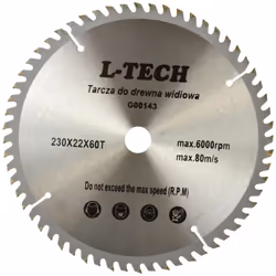 Lame de scie circulaire TCT pour bois. CARACTÉRISTIQUES : Lame de scie circulaire en acier de haute qualité GEKO avec dents e ...