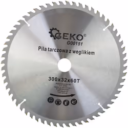 Lame de scie circulaire TCT pour bois. CARACTÉRISTIQUES : Lame de scie circulaire en acier de haute qualité GEKO avec dents e ...